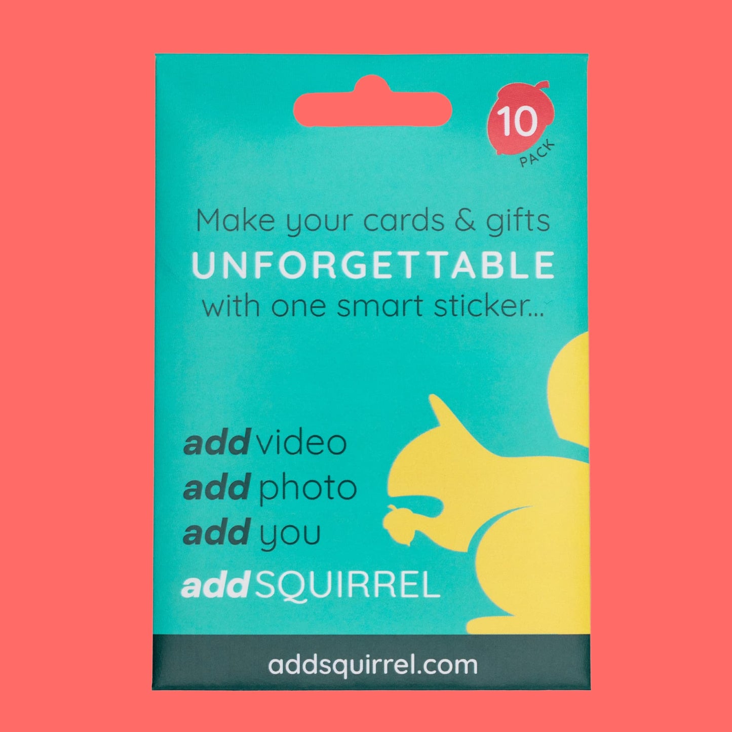 10 pack of addSQUIRREL QR smart stickers