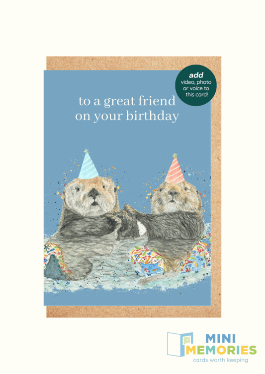 Otter Birthday QR Card