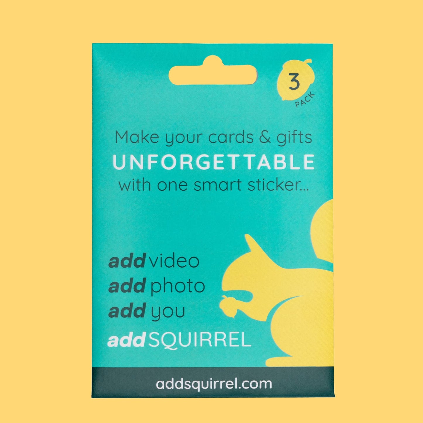 3 pack of addSQUIRREL QR smart stickers