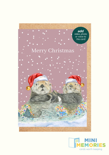 Christmas Otters QR Card