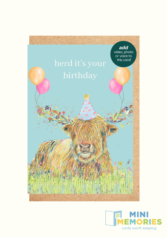 Highland Cow Birthday QR Card