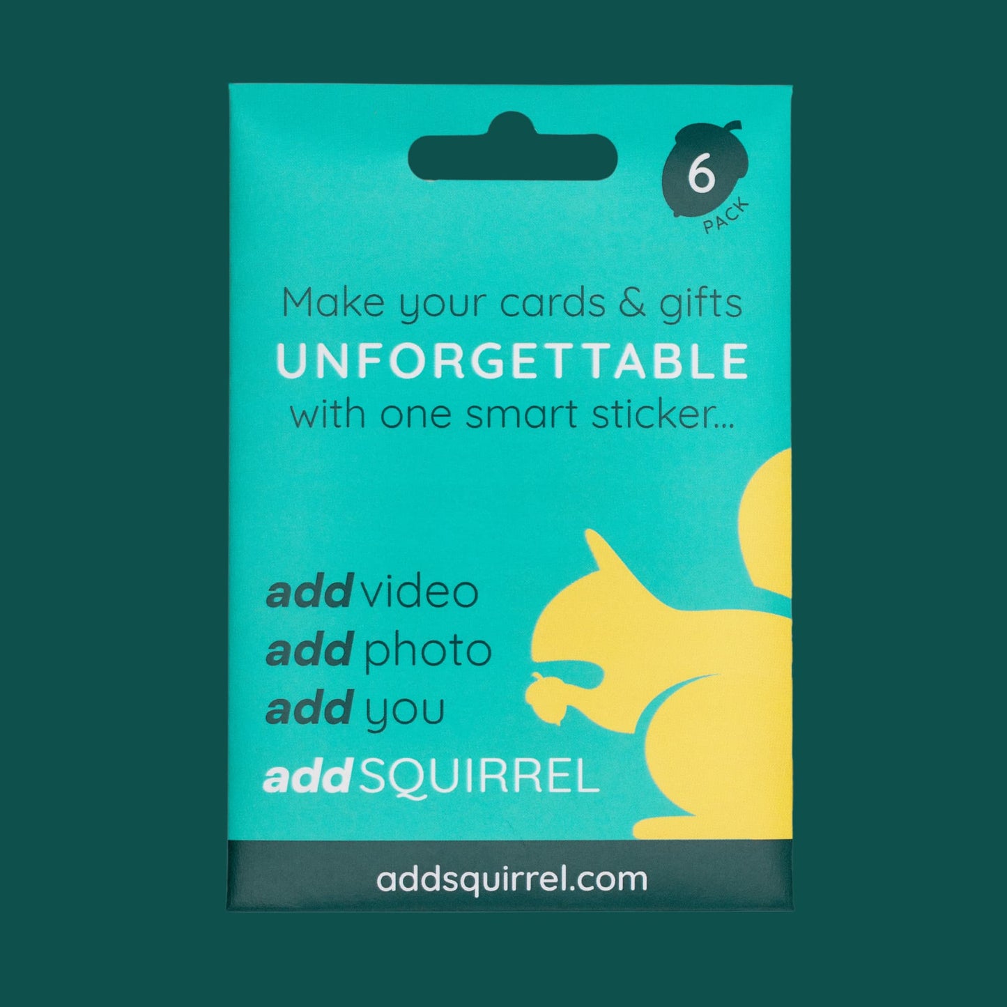 6 pack of addSQUIRREL QR smart stickers