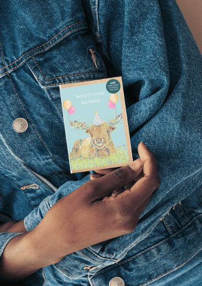 Highland Cow Birthday QR Card