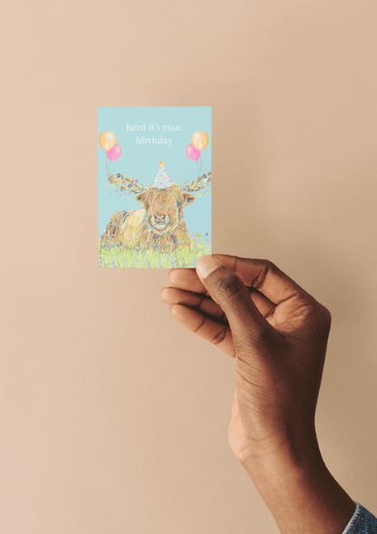 Highland Cow Birthday QR Card