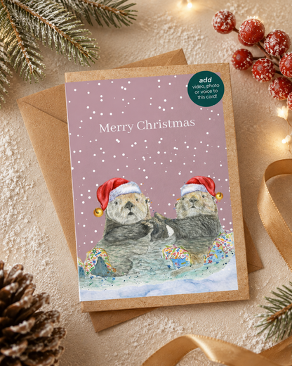 Christmas Otters QR Card