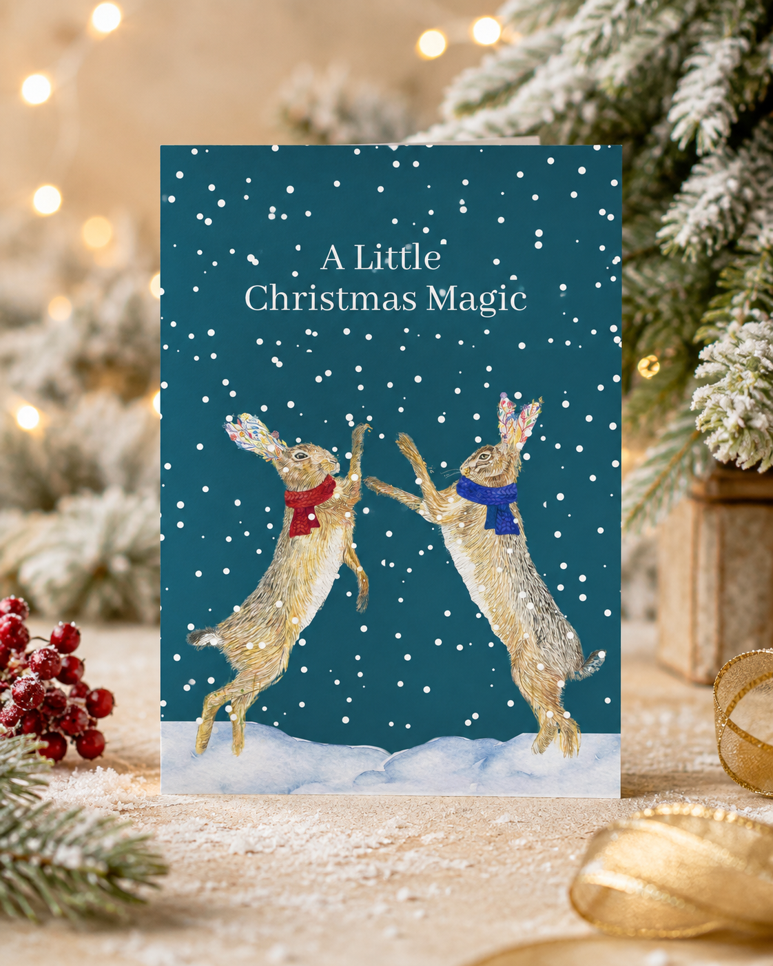 Christmas Hares QR Card
