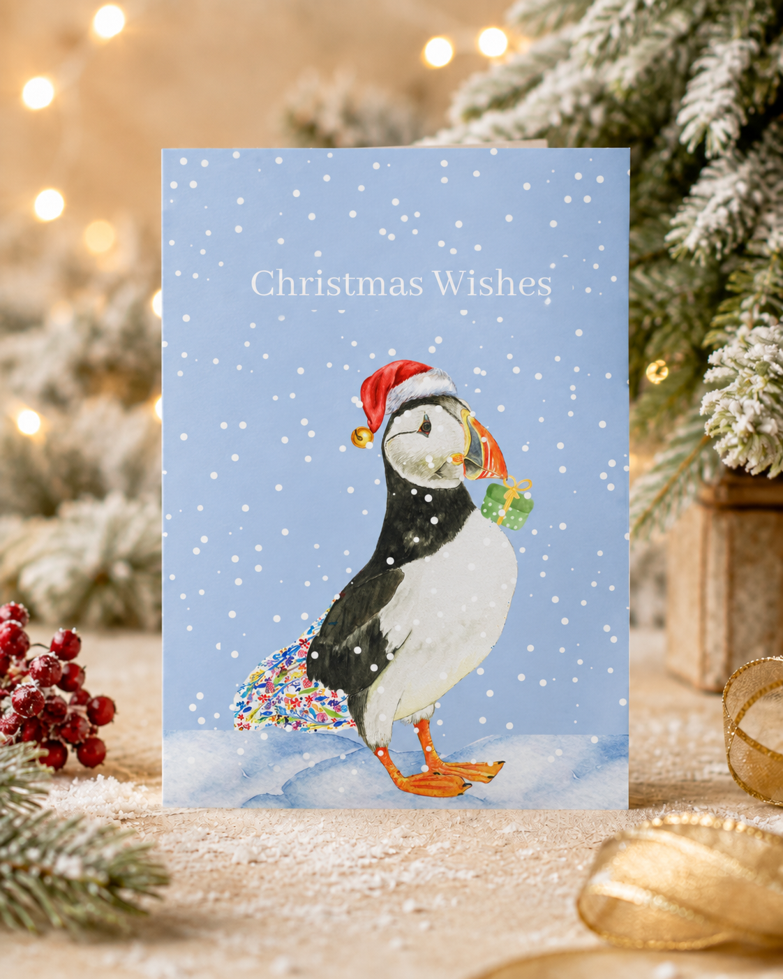 Christmas Puffin QR Card