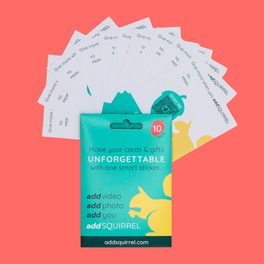 10 pack of addSQUIRREL QR smart stickers