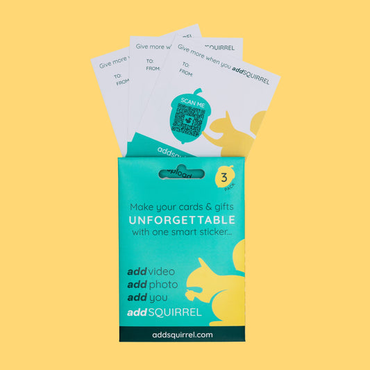 3 pack of addSQUIRREL QR smart stickers