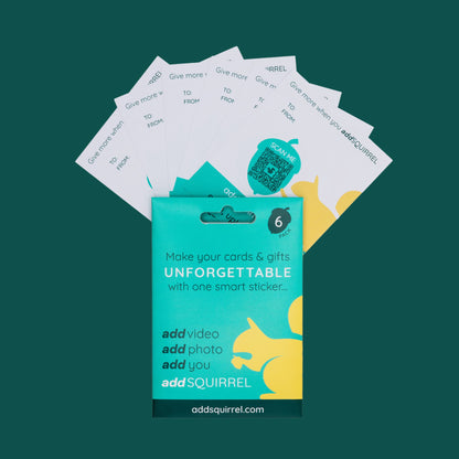 6 pack of addSQUIRREL QR smart stickers